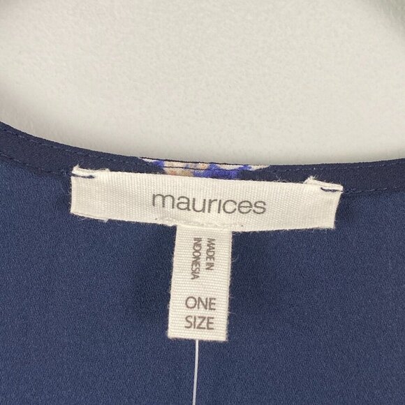 Maurices One Size Open Front Navy Blue Floral Kimono - Picture 4 of 11